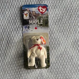 Ty Maple the Bear - White with Red Accents